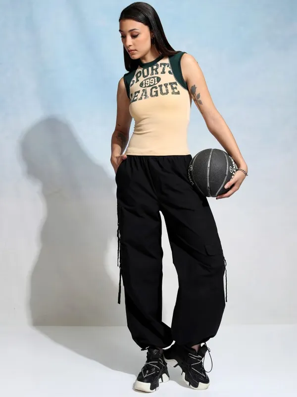 Tokyo Talkies Women Beige Printed Fitted Top