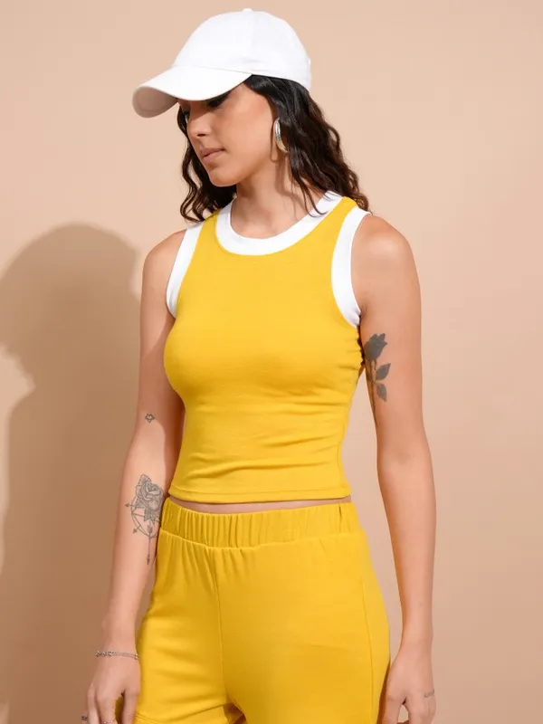 Tokyo Talkies Women Yellow Top With Shorts Co-Ords