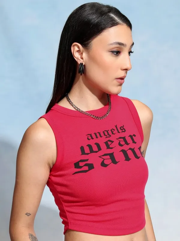 Tokyo Talkies Women Pink Printed Fitted Top