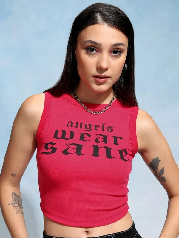 Tokyo Talkies Women Pink Printed Fitted Top