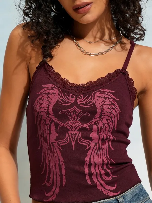 Tokyo Talkies Women Burgundy Printed Fitted Top