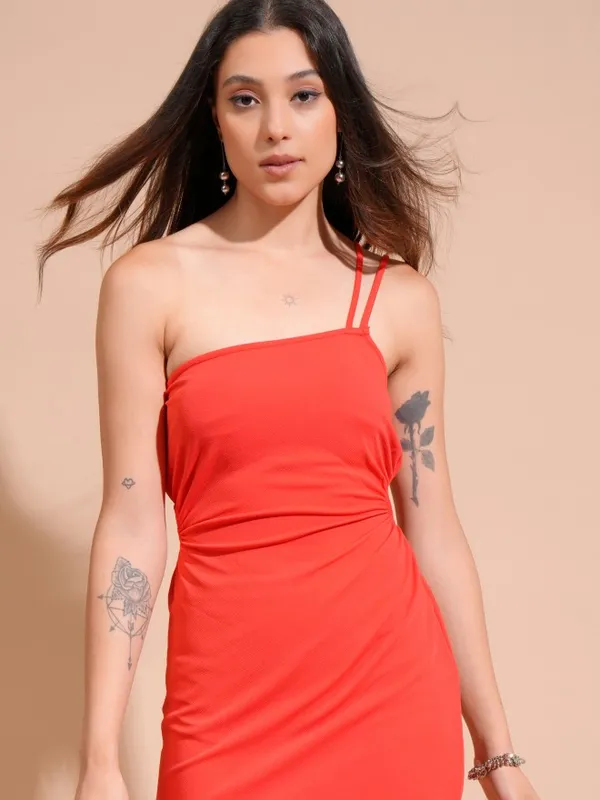 Tokyo Talkies Women Red Solid Bodycon Dress