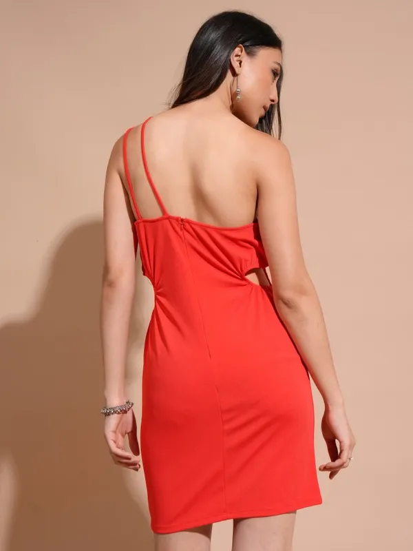 Tokyo Talkies Women Red Solid Bodycon Dress