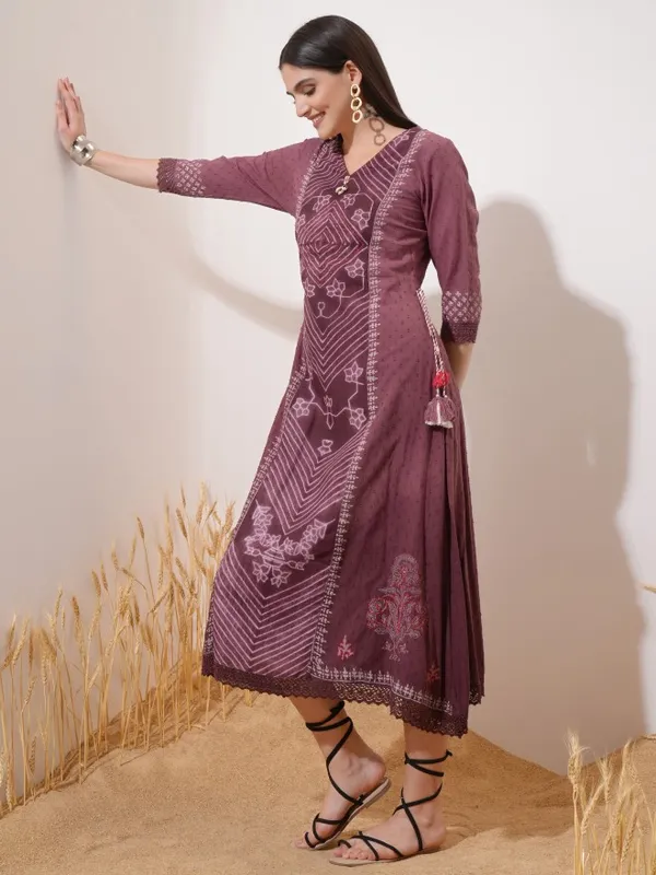 Vishudh Women Maroon Printed Maxi Dress