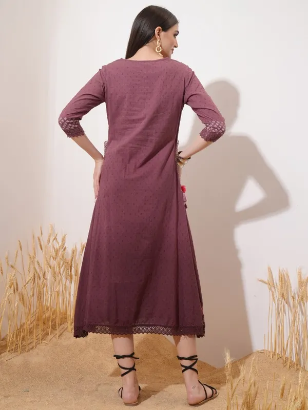 Vishudh Women Maroon Printed Maxi Dress