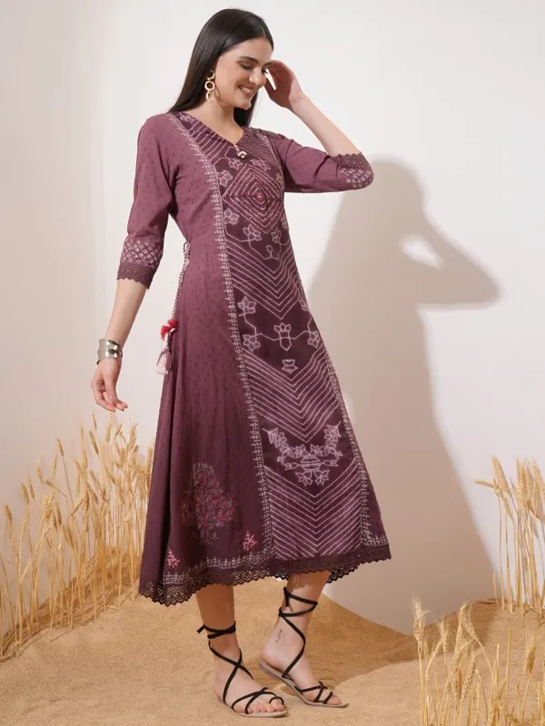 Vishudh Women Maroon Printed Maxi Dress