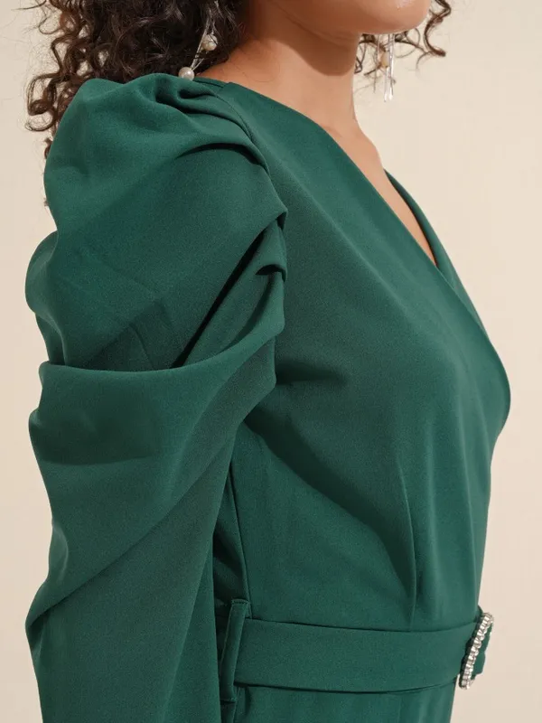 Tokyo Talkies Women Green Solid Jumpsuit