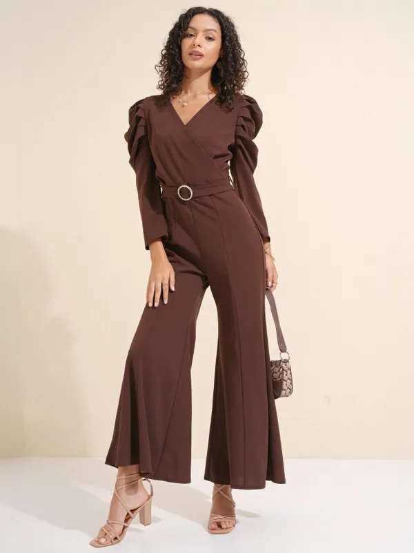 Tokyo Talkies Women Brown Solid Jumpsuit