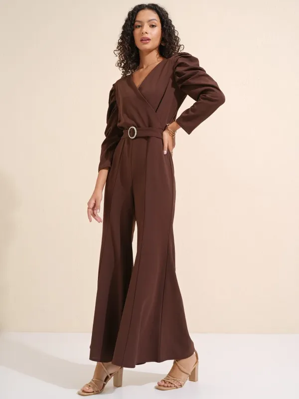 Tokyo Talkies Women Brown Solid Jumpsuit