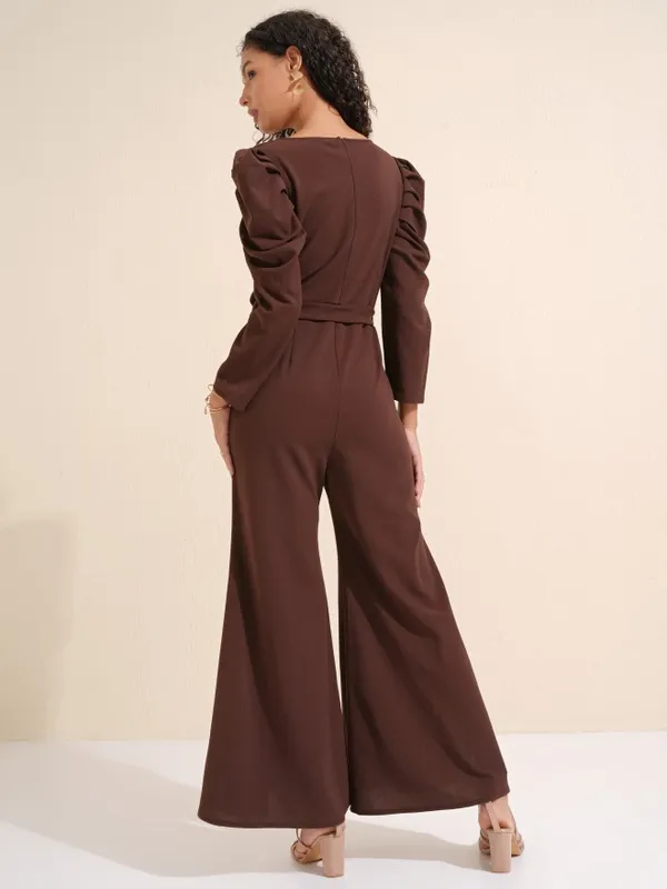 Tokyo Talkies Women Brown Solid Jumpsuit