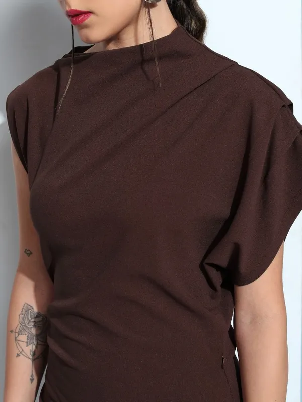 Tokyo Talkies Women Brown Solid Sheath Dress