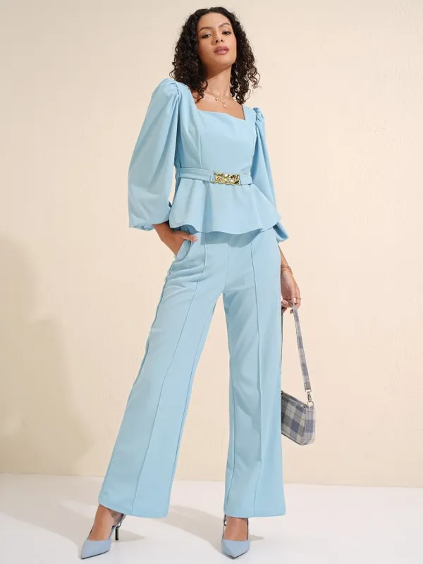 Tokyo Talkies Women Blue Top With Trousers Co-Ords