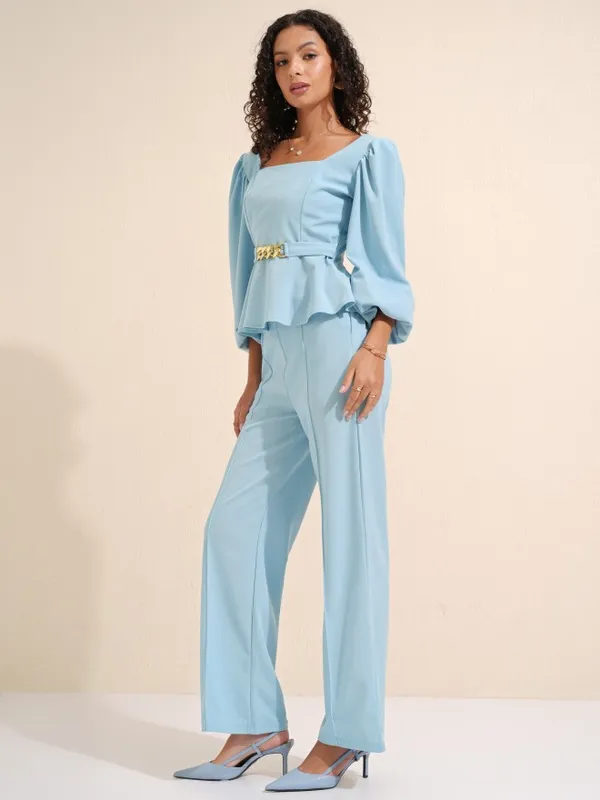 Tokyo Talkies Women Blue Top With Trousers Co-Ords