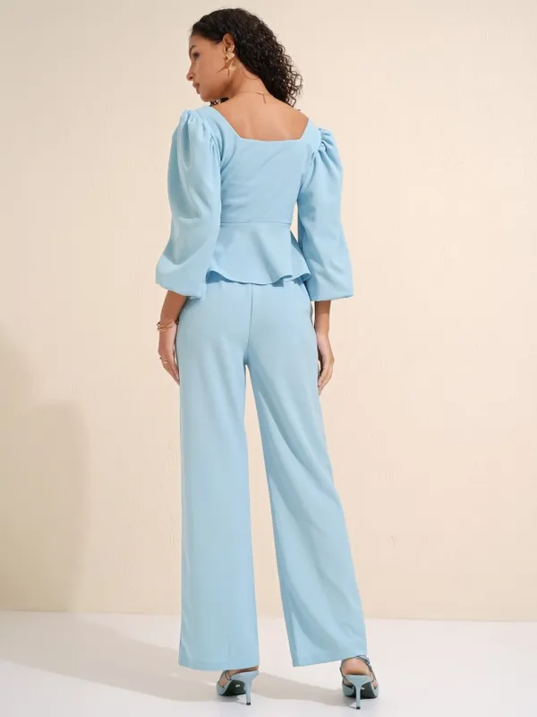 Tokyo Talkies Women Blue Top With Trousers Co-Ords