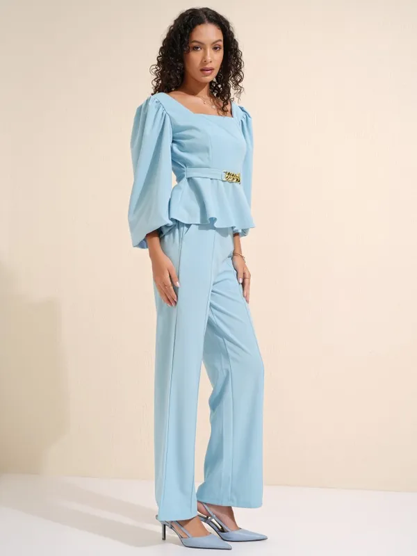 Tokyo Talkies Women Blue Top With Trousers Co-Ords