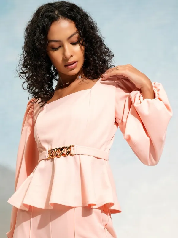 Tokyo Talkies Women Pink Top With Trouser Co-Ords
