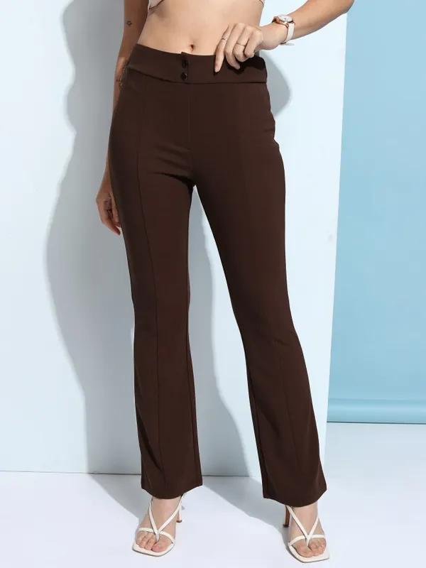 Solid Flared Bootcut Trousers