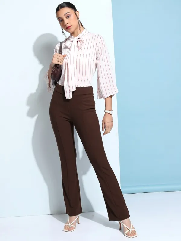Solid Flared Bootcut Trousers