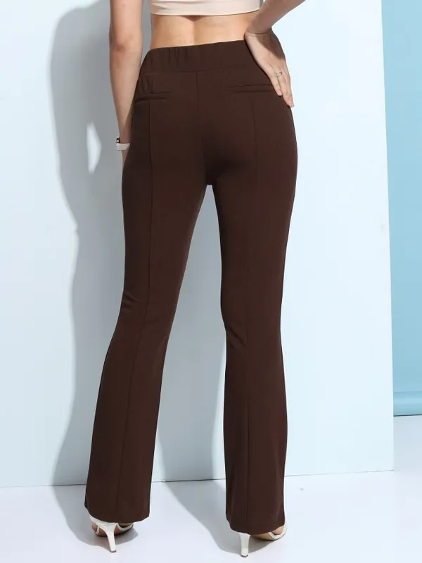 Solid Flared Bootcut Trousers
