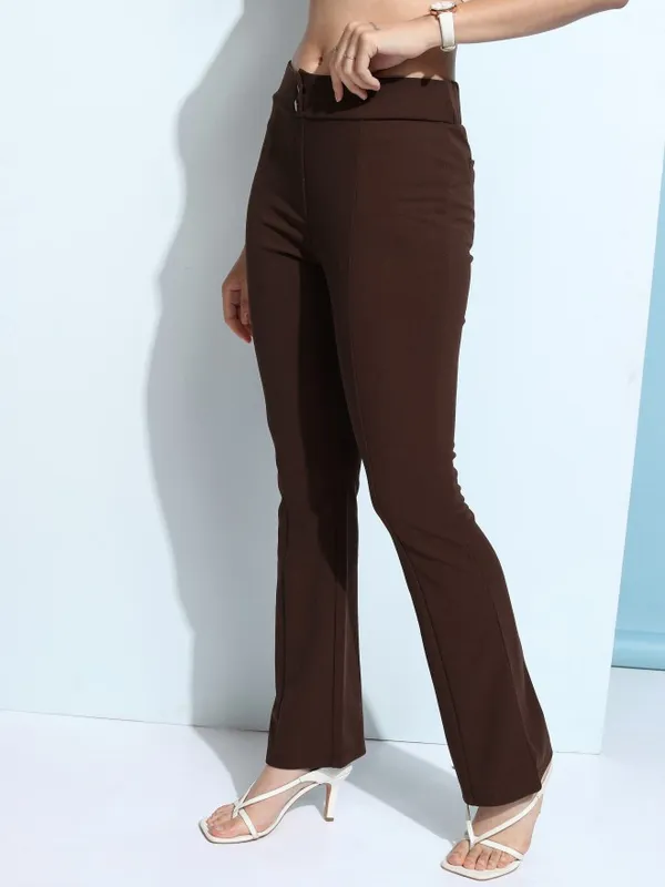Solid Flared Bootcut Trousers