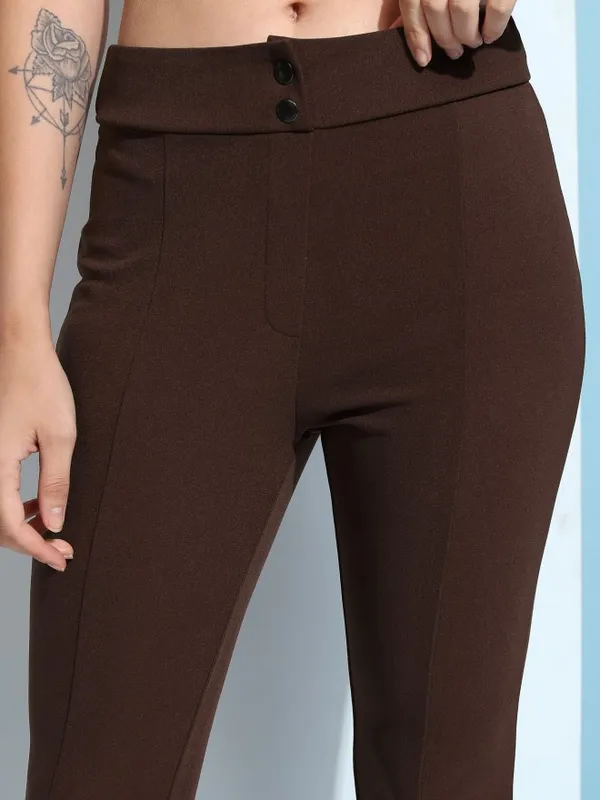 Solid Flared Bootcut Trousers