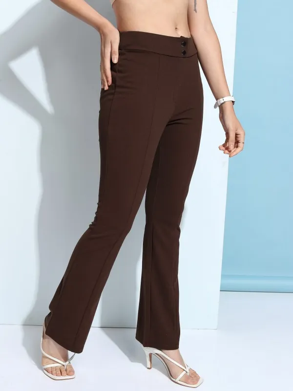 Solid Flared Bootcut Trousers