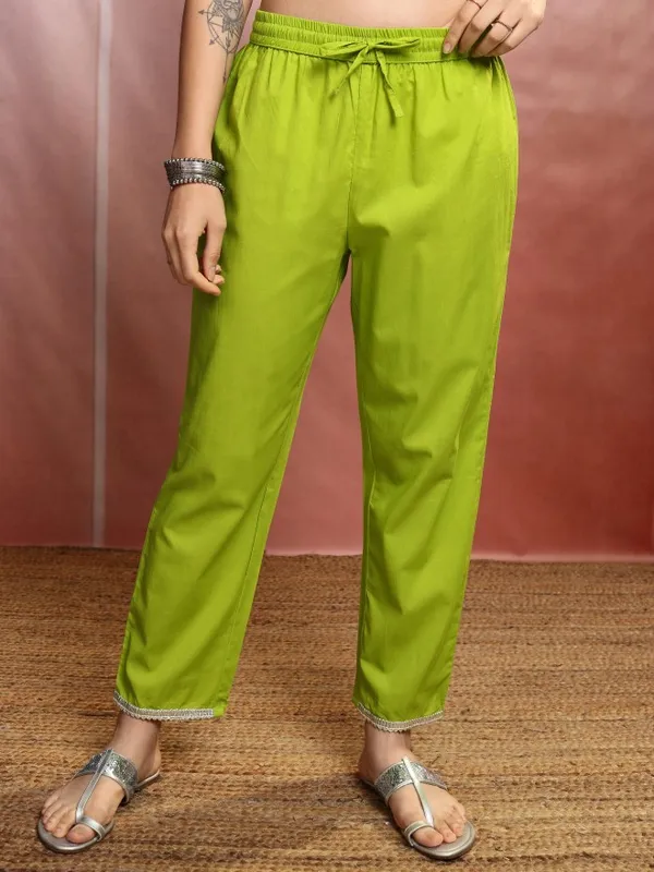 Vishudh Women Green Embroidered Kurta With Trouser And Dupatta