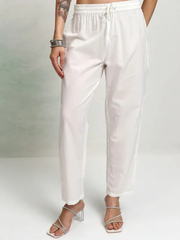Vishudh Women White Embroidered Kurta With Trousers And Dupatta