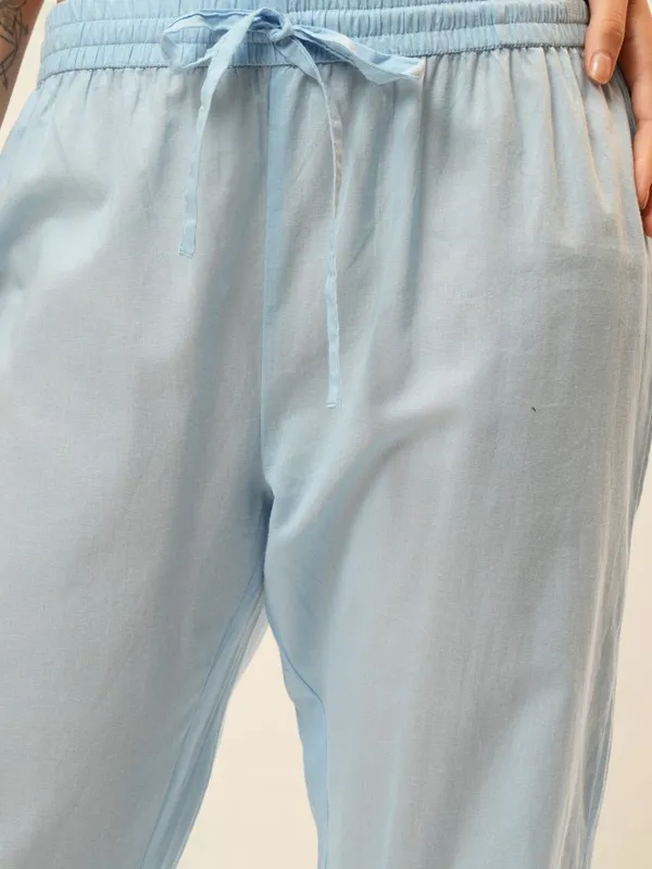 Vishudh Women Blue Embroidered Kurta With Trousers And Dupatta