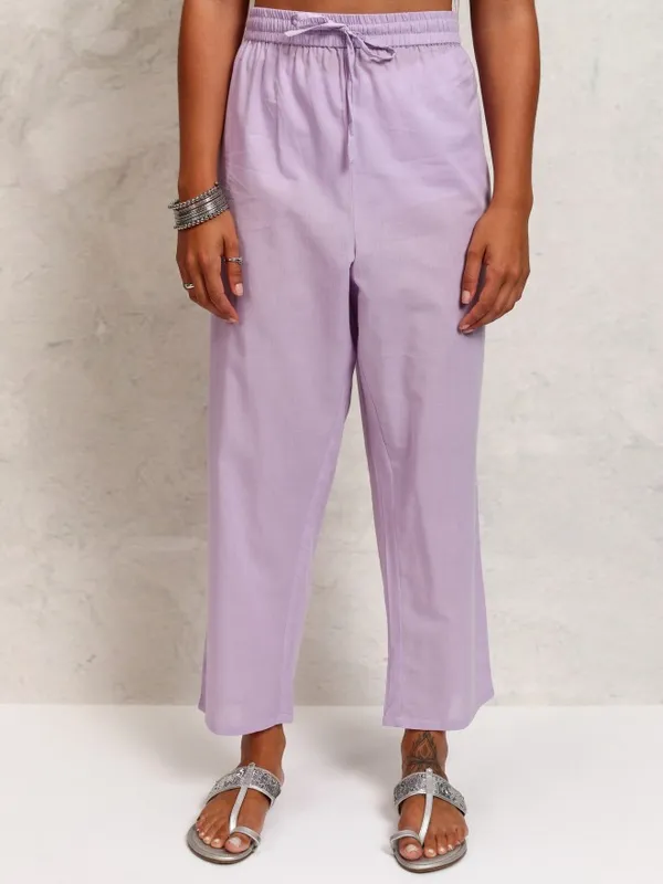 Vishudh Women Lavender Embroidered Kurta With Trousers & Dupatta