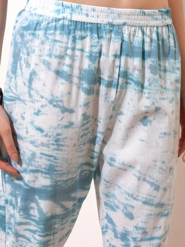 Vishudh Women Blue Embroidered Kurta With Trouser And Dupatta