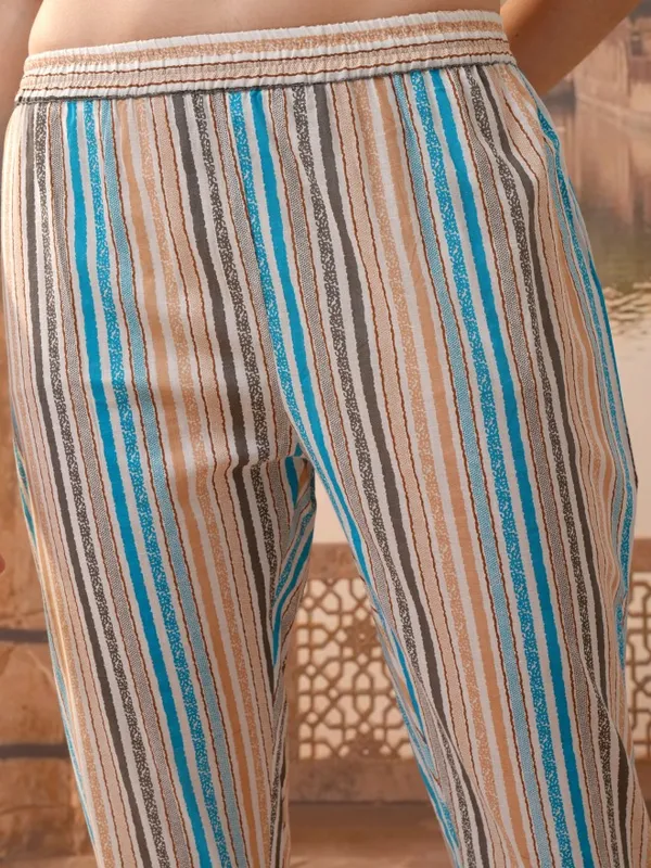 Vishudh Women Brown Printed Kurta With Trousers And Dupatta