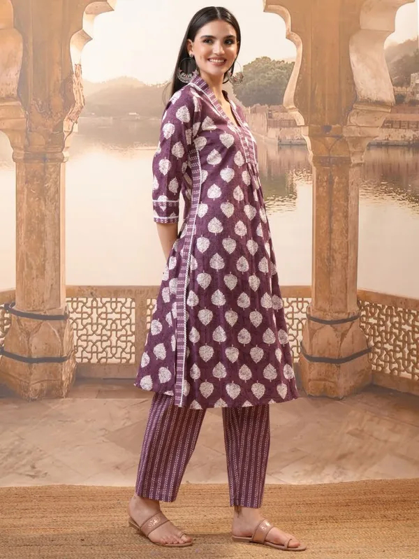 Vishudh Women Maroon Printed Kurta With Trouser And Dupatta
