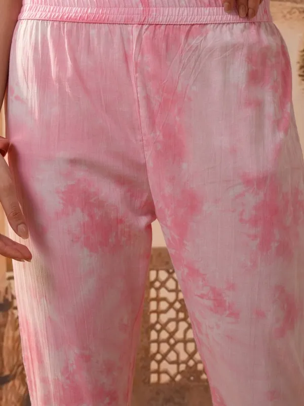 Vishudh Women Pink Embroidered Kurta With Trousers & Dupatta