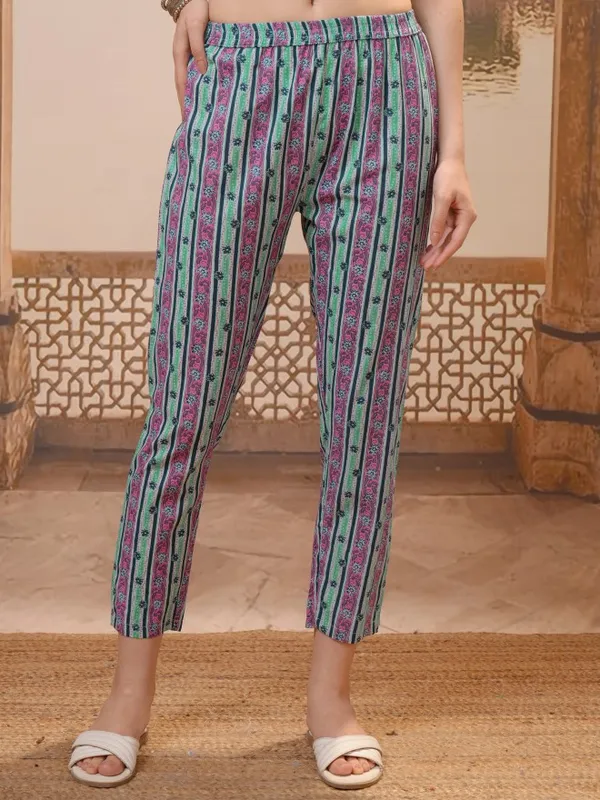 Vishudh Women Green Printed Kurta With Trousers & Dupatta