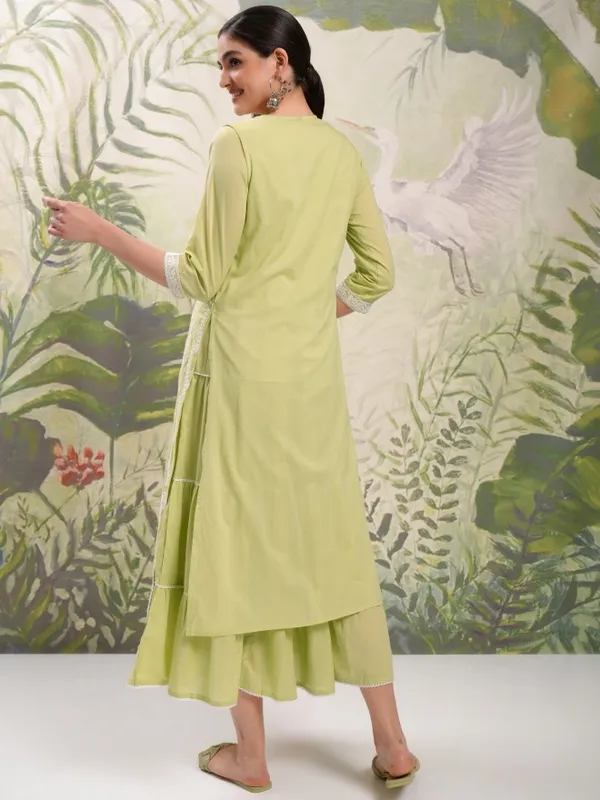 Vishudh Women Green Embroidered Maxi Dress