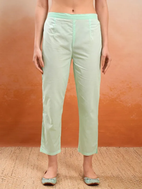 Vishudh Women Green Embroidered Kurta With Trousers And Dupatta