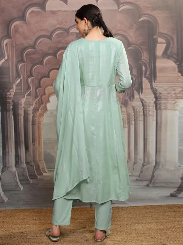 Vishudh Women Green Women Kurta With Trousers And Dupatta