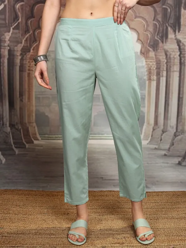 Vishudh Women Green Women Kurta With Trousers And Dupatta