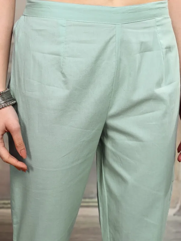 Vishudh Women Green Women Kurta With Trousers And Dupatta