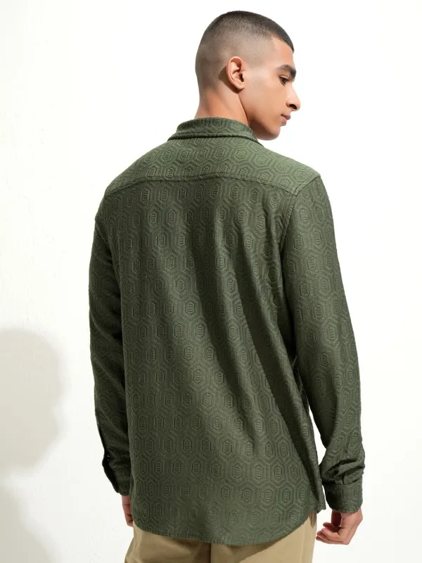 Highlander Men Green Relaxed Fit Casual Shirt