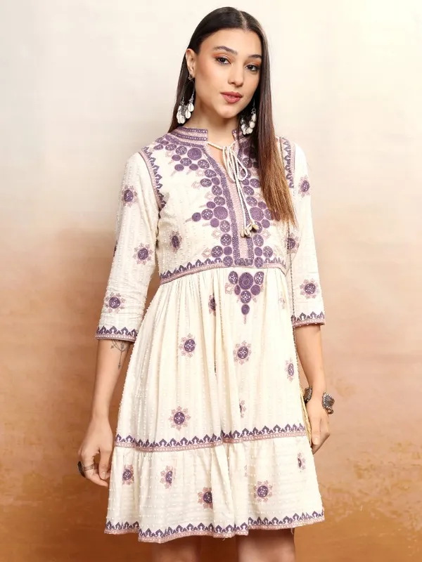 Embroidered A-Line Dress