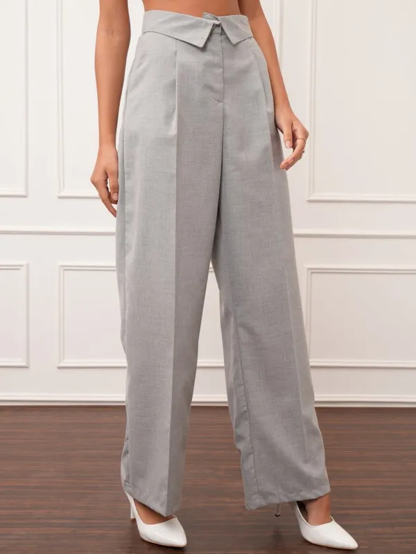 Tokyo Talkies Women Grey Solid Flared Trouser