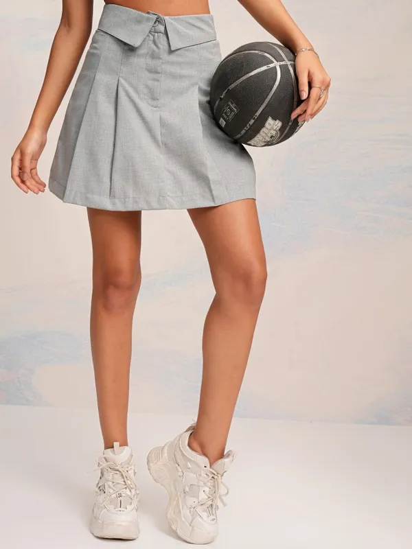 Tokyo Talkies Women Grey Mini Skirt