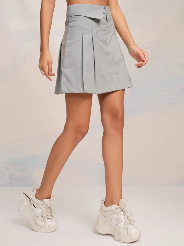 Tokyo Talkies Women Grey Mini Skirt