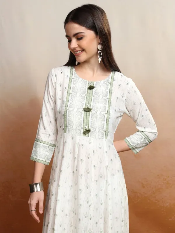 Vishudh women Off White Printed A-Line Dress