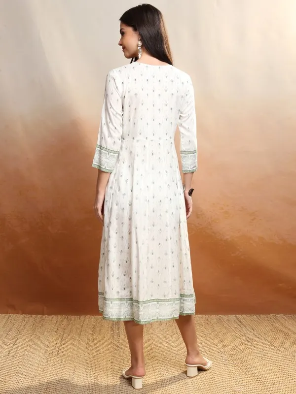 Vishudh women Off White Printed A-Line Dress