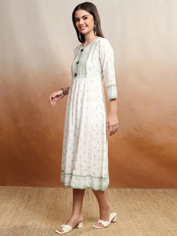 Vishudh women Off White Printed A-Line Dress
