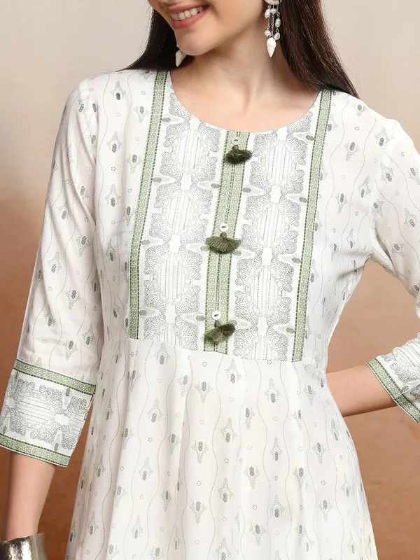 Vishudh women Off White Printed A-Line Dress