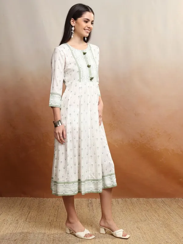 Vishudh women Off White Printed A-Line Dress